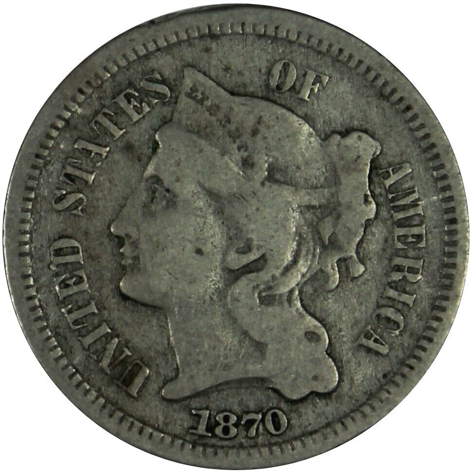 1870 Three Cent Nickel Pieces - Nice Circulated Condition