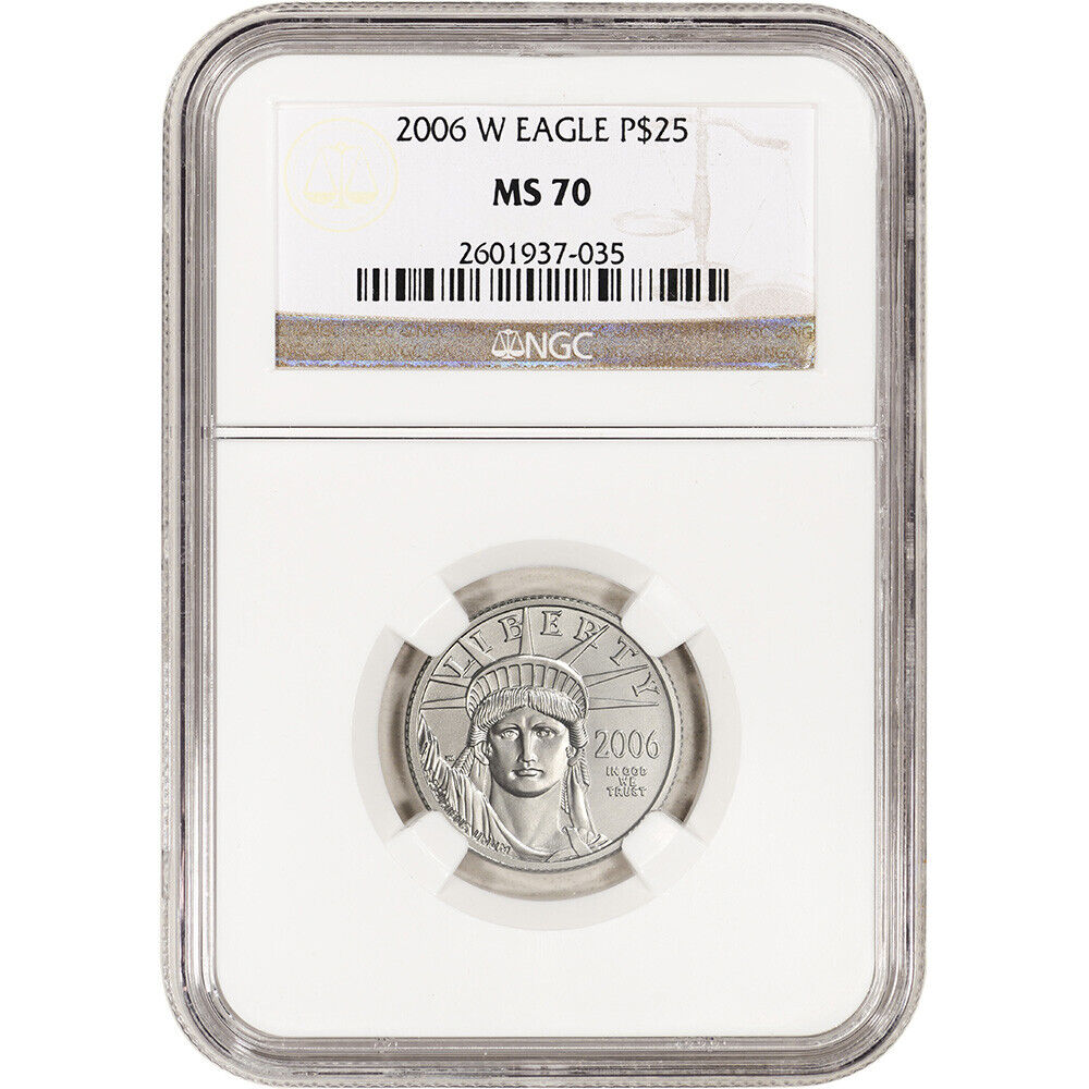 2006 W American Platinum Eagle Burnished 1/4 oz $25 - NGC MS70