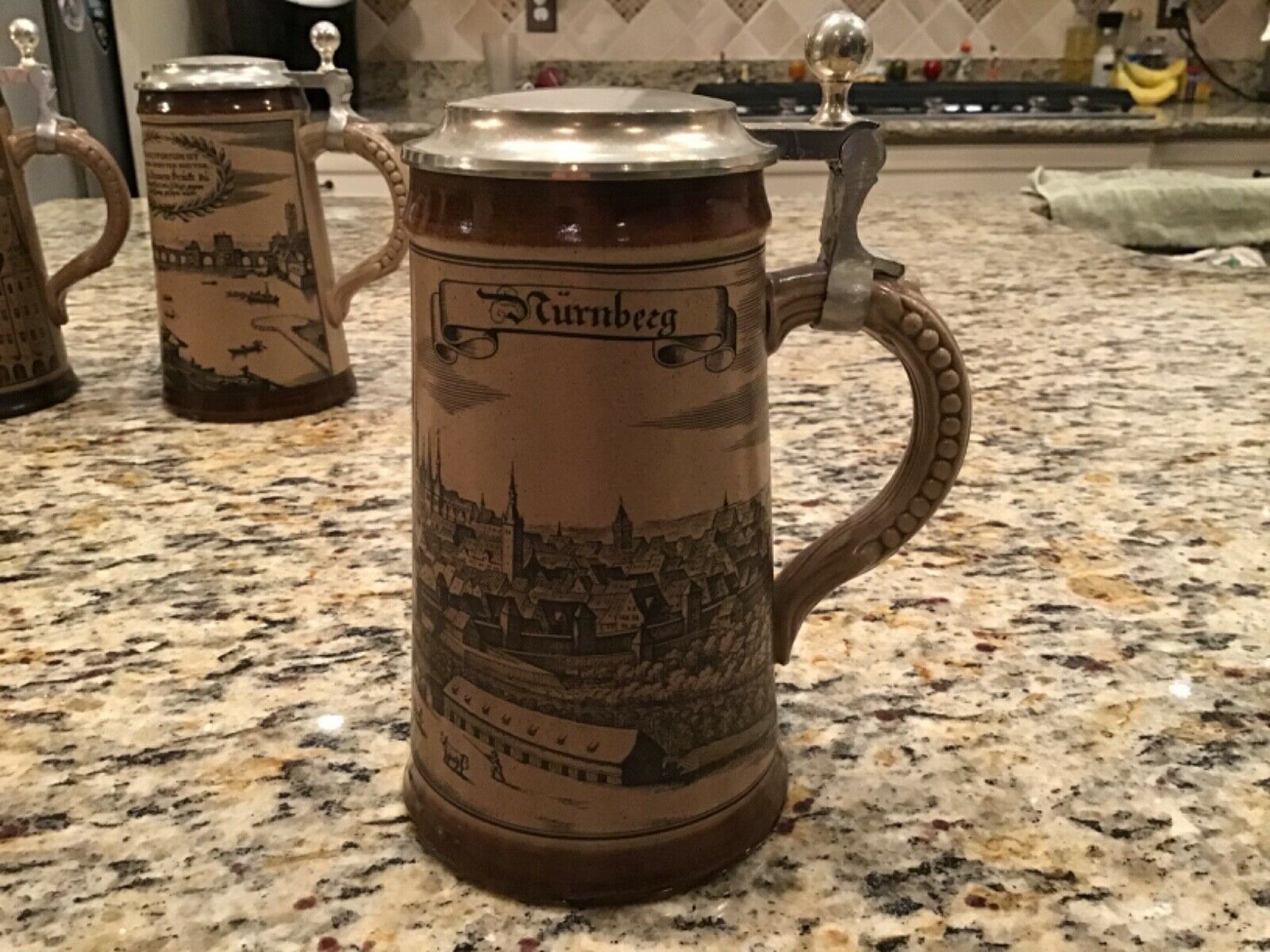 Vintage 1974 Marzi & Remy ~ Nurnberg ~ Beer Stein Mug W/ Pewter Lid ~ Germany