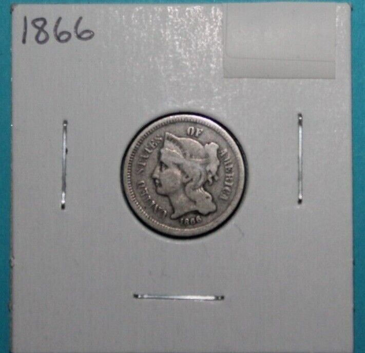 1866 Three Cent Nickel Coin    [082GCM]