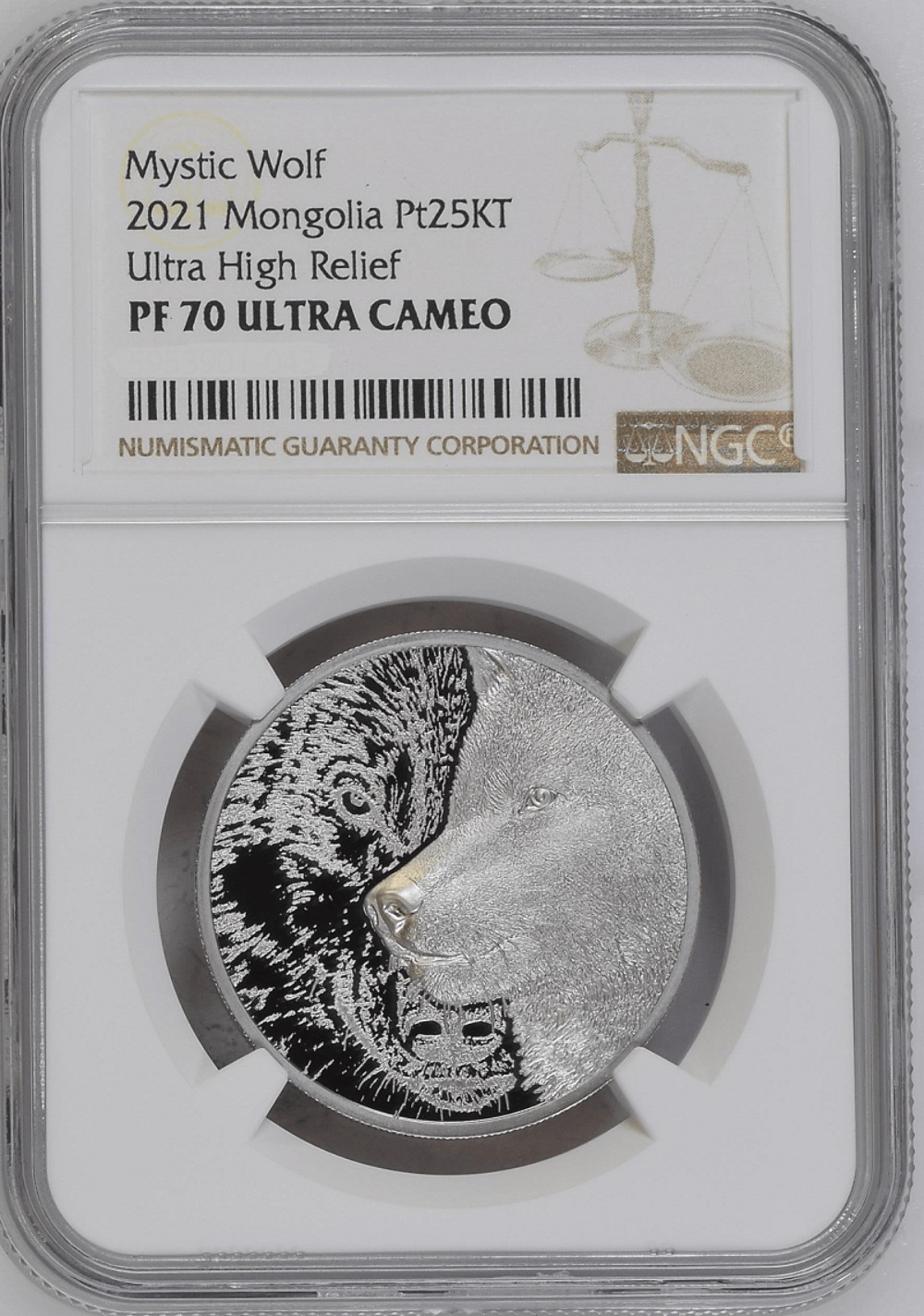 2021 Mongolia Mystic Wolf 1oz Platinum Coin NGC PF 70 UCAM