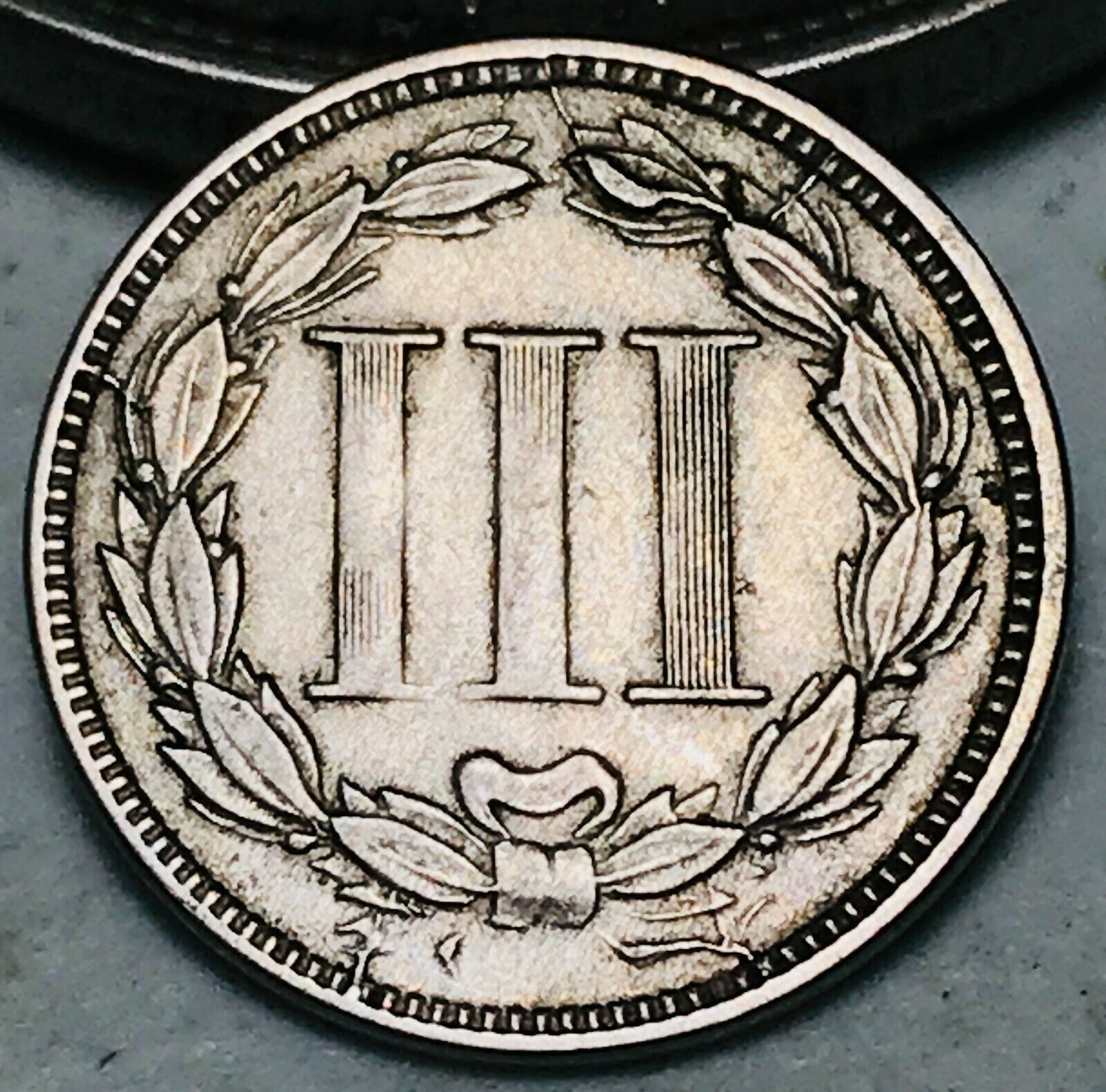 1866 Three Cent Nickel Piece 3C DIE CRACKS Good Civil War US Type Coin CC6704