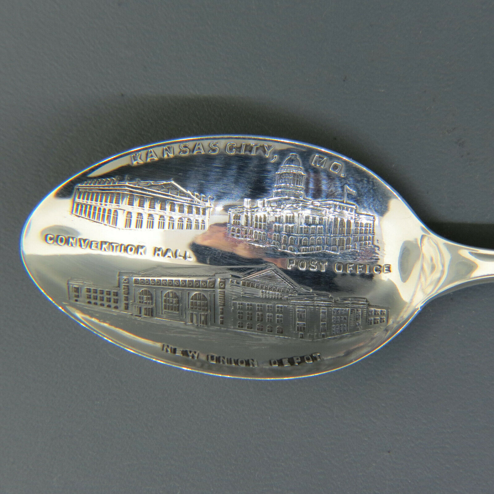 Antique Kansas City Missouri Sterling Souvenir Spoon 1890's GREAT BOWL