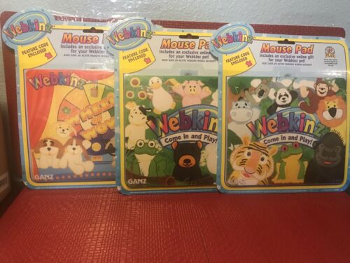 WEBKINZ Computer MOUSE PAD Lot of 3 By Ganz NEW UNOPENED with Feature Codes