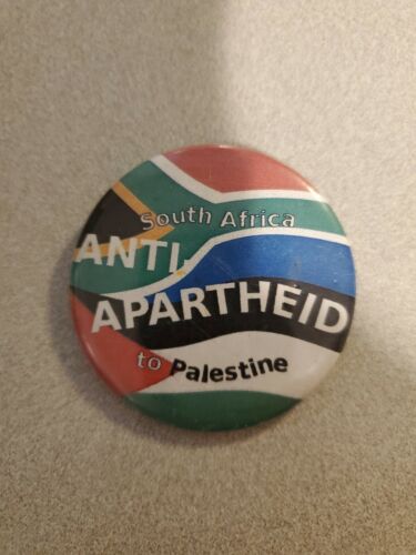 Vintage Anti-apartheid Pin South Africa Palestine Stop No-  2 Inches Diameter