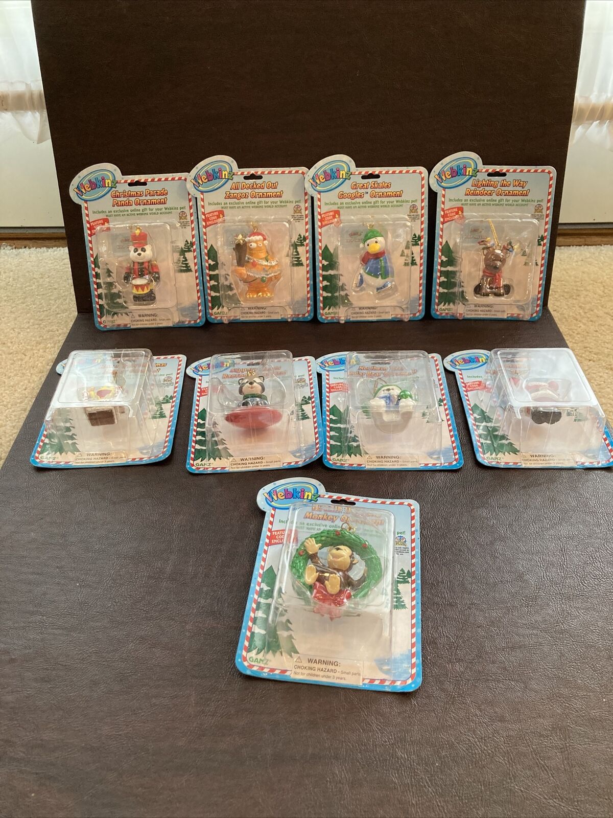 Lot Of 9 Webkinz Christmas Ornaments ~ Hippo, Monkey, Duck, Reindeer Etc