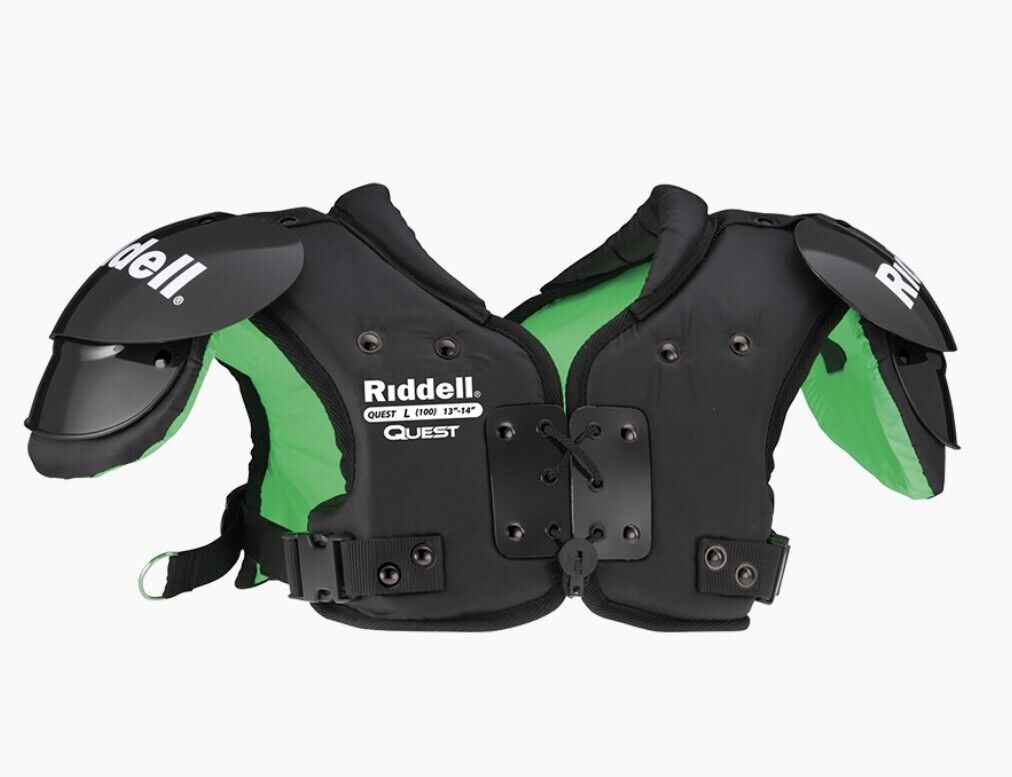 Riddell Quest Youth Football Shoulder Pad, Green/Black Large 13”-14”