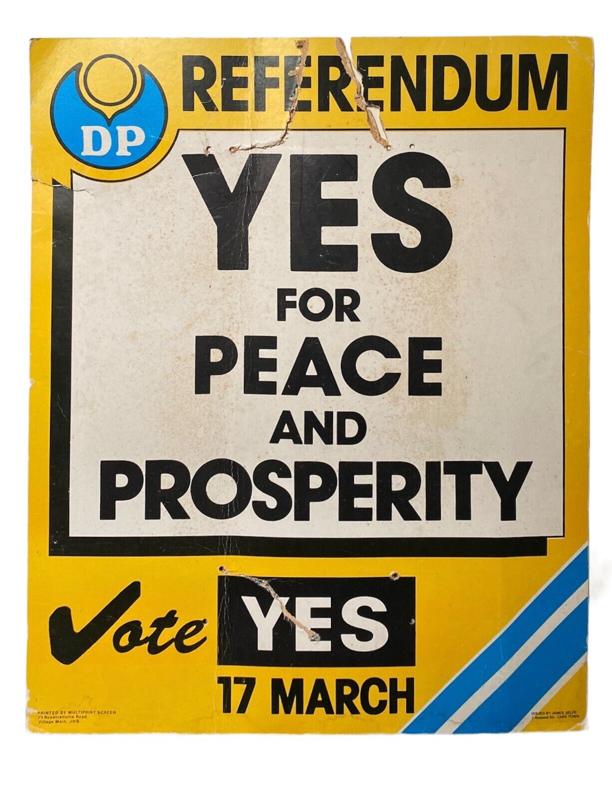 Rare original South African election poster 1992 referendum that ended apartheid