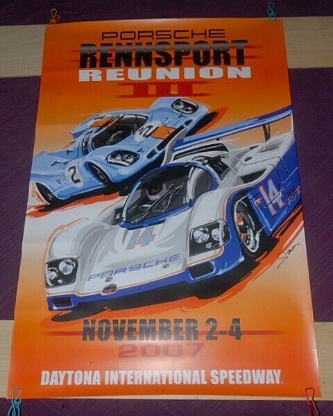 Original Porsche 2007 Rennsport Reunion Iii Daytona Event Poster, Include Extra!