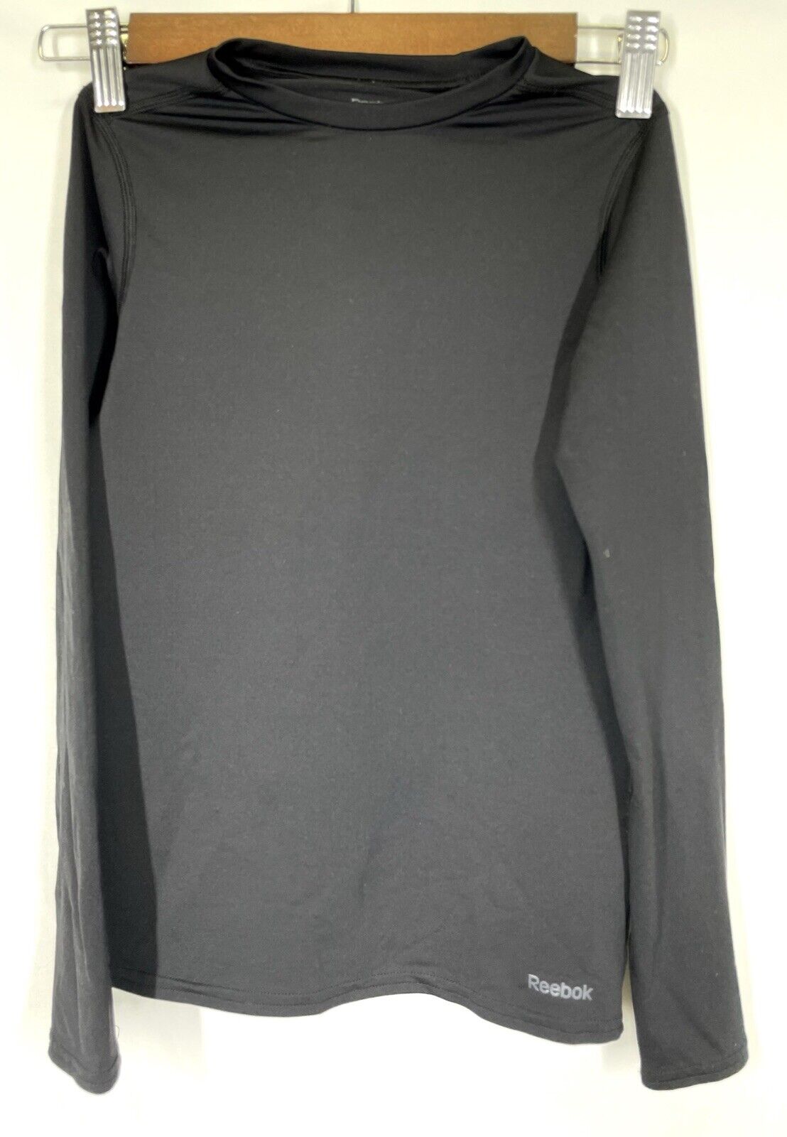 Reebok Youth Boys Athletic Compression Long Sleeve Shirt Black Medium M Cold
