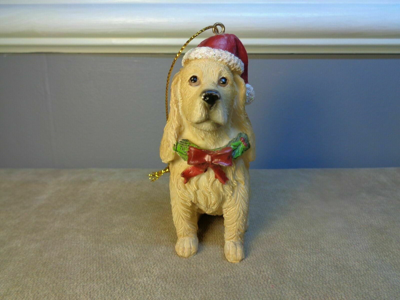 Golden Retriever Dog Santa Hat 3.5" Ornament (cb1187)