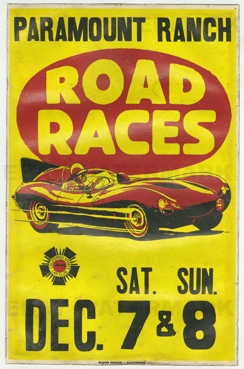 Jaguar D Type 1950s Paramount California Race Vintage Advertising Poster 11 X 17