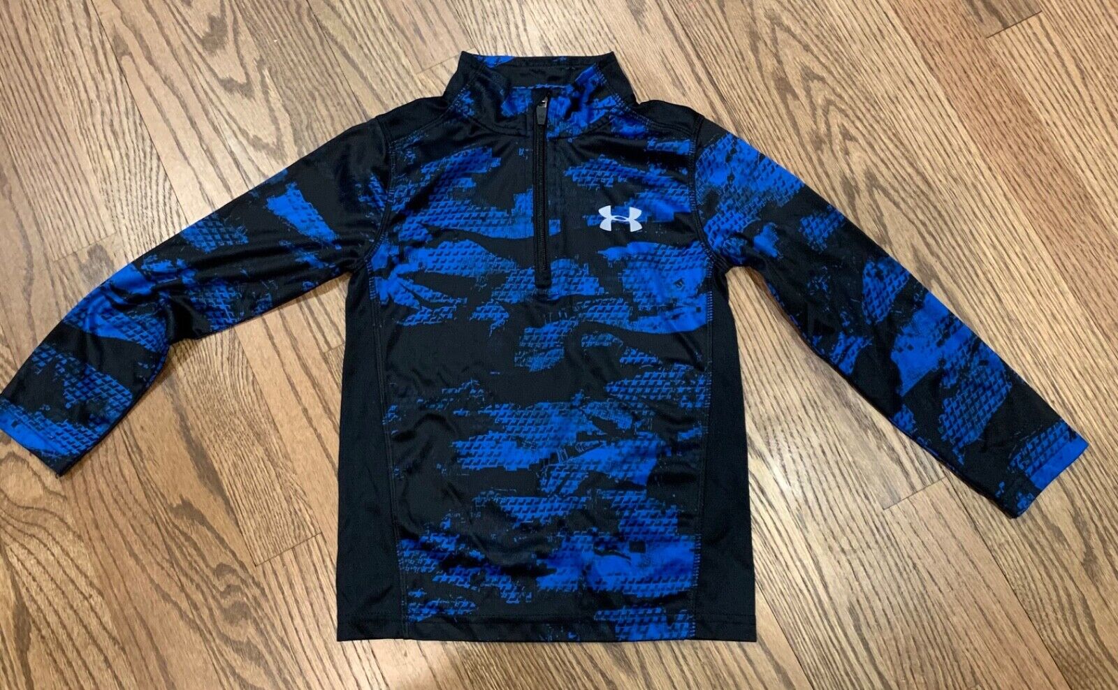 under armour quarter 1/4 zip boys long sleeve size 5 blue and black