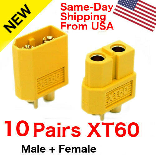 10 Pairs Amass Xt60 Xt-60 Male Female Gold Plated Bullet Connectors Rc Lipo Plug
