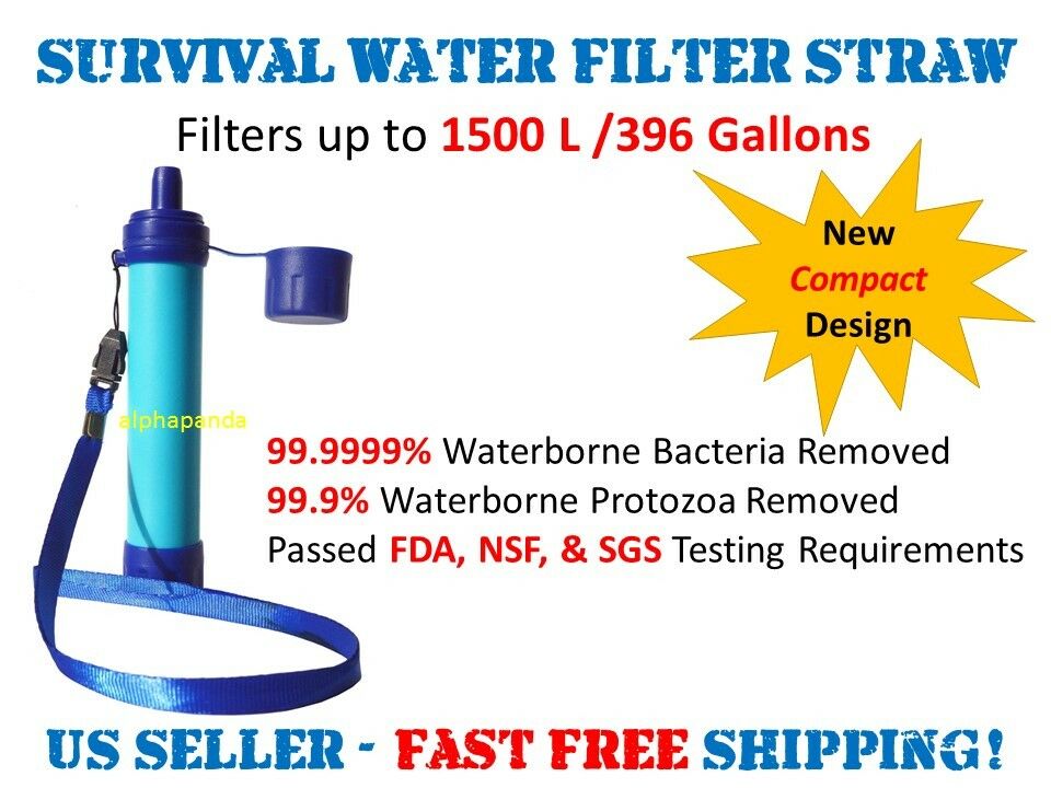 Camping Hiking Emergency Life Survival Portable Purifier Water Filter Straw Gear