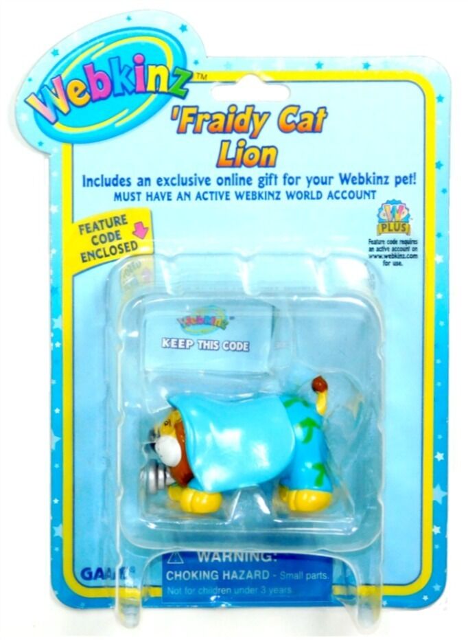 Webkinz Fraidy Cat Lion Figurine with Code FREE SHIPPING!
