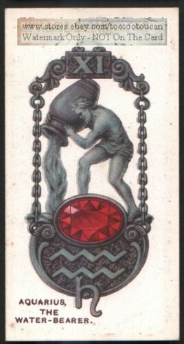 Astrology Signs Aquarius The Water Bearer  Original 1920s Trade Card