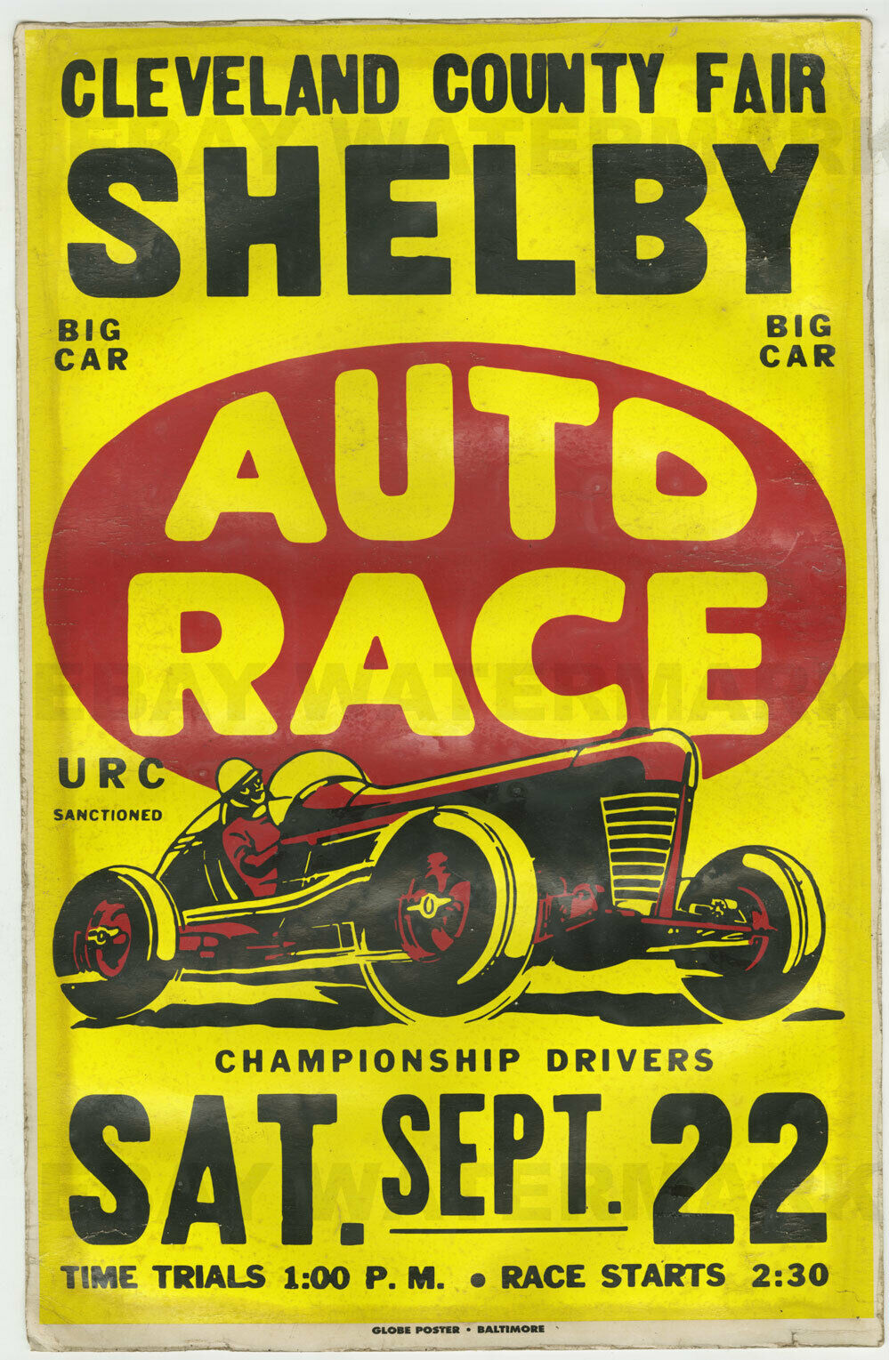 1950's Championship Auto Race North Carolina Vintage Advertising Poster 11 x 17