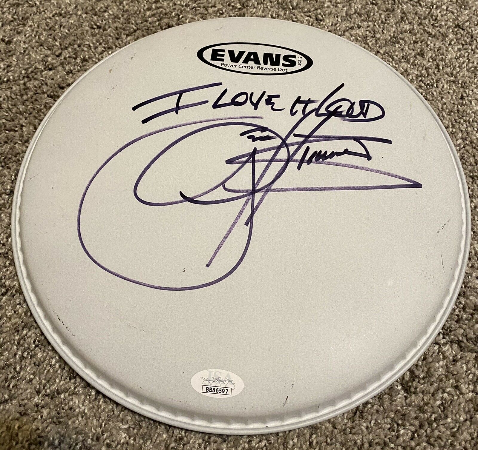 Gene Simmons Signed Drum Head Jsa Full Letter “i Love It Loud”