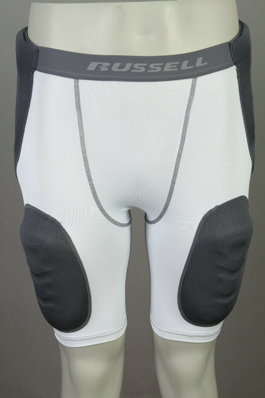 Mens Russell Football Girdle Padded Compression Shorts ~ White ~ Mens Large