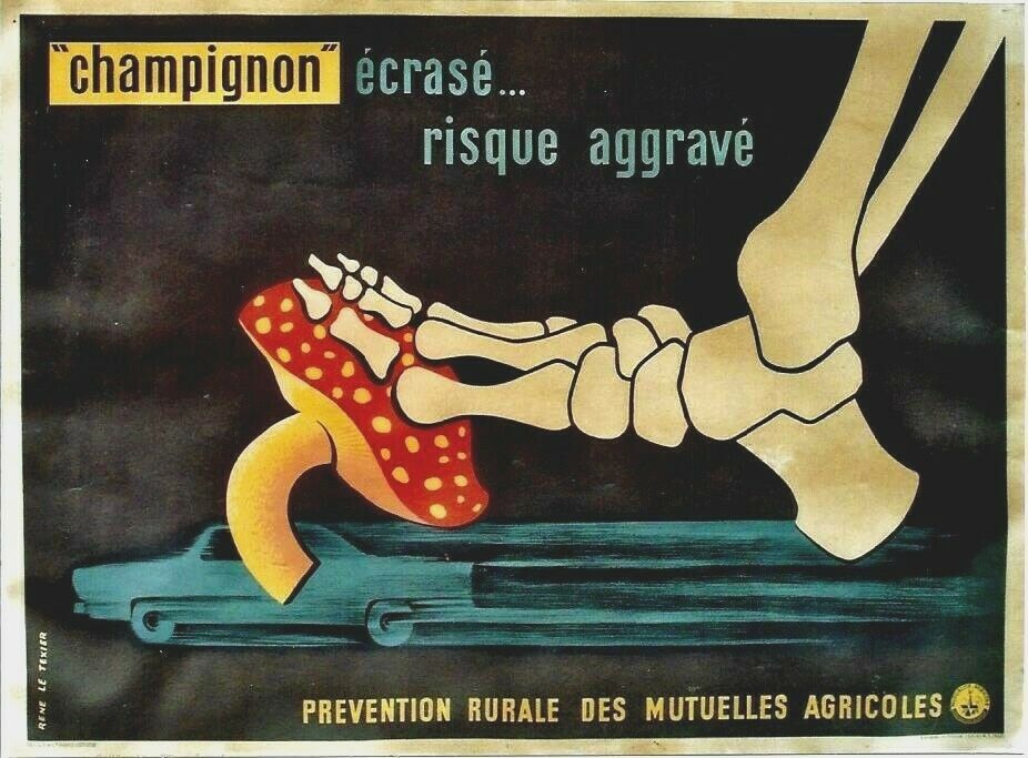 Original Vintage Poster High Speed Savety Risk Bones C.1950