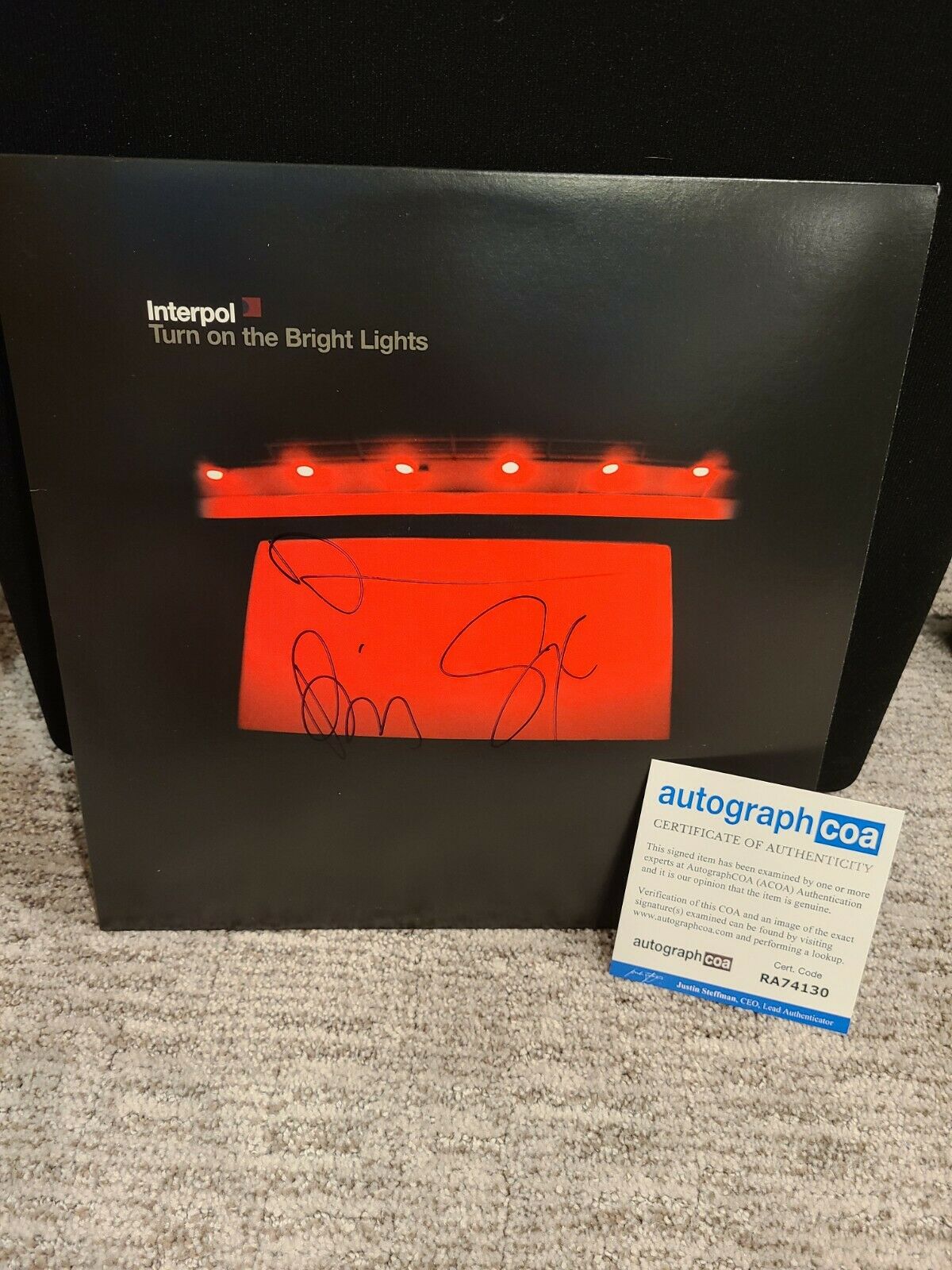Interpol - Turn On The Bright Lights Fully Signed Vinyl Lp  Acoa Coa