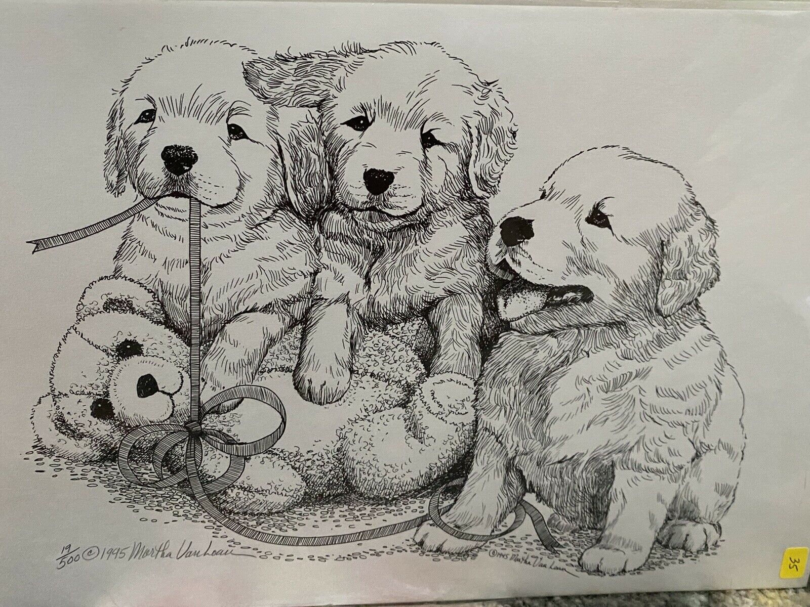 Golden Retriever Puppies 11x17 Print By Van Loan