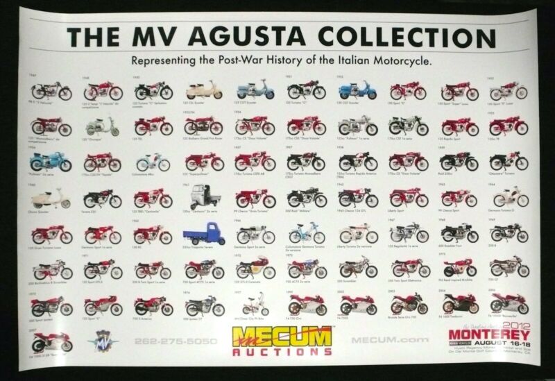 M/v Agusta Collection Mecum Auction Motorcycle Poster 3 Velocita F4 Superbike