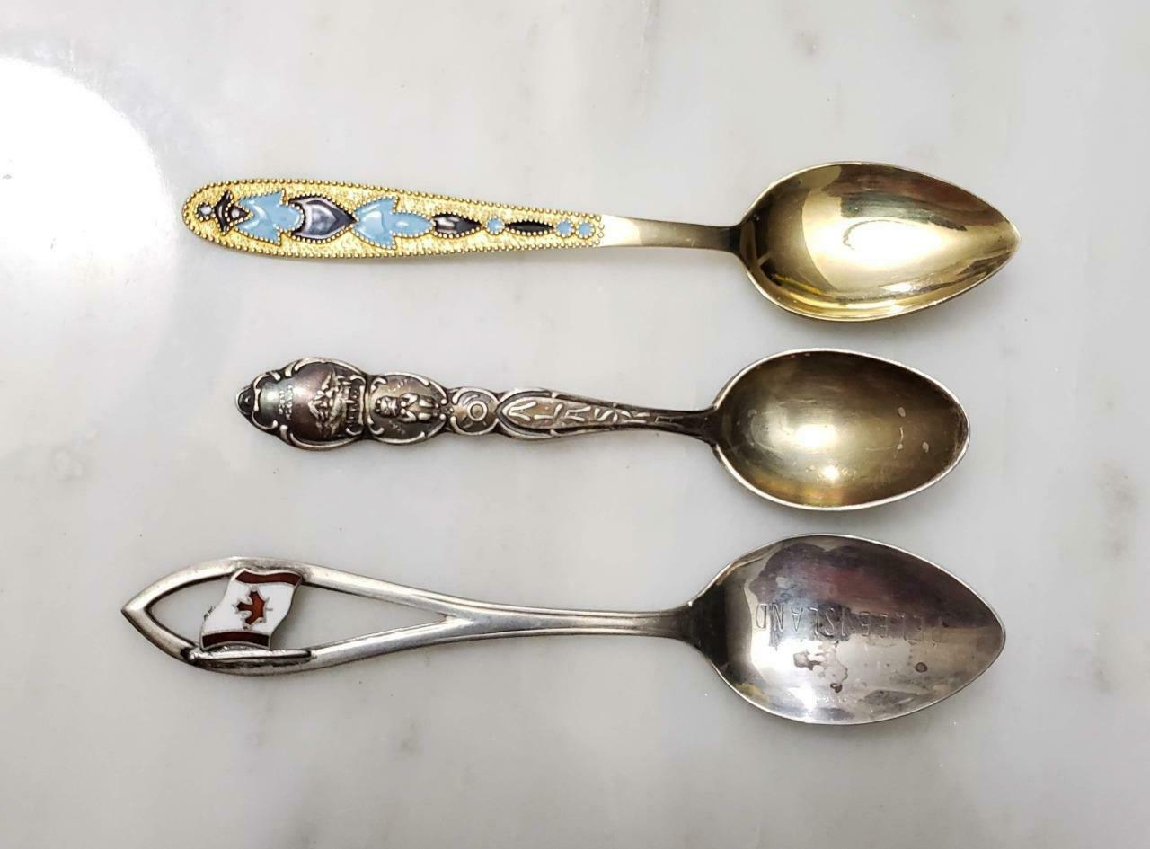 Lot of 3 Vintage Sterling Silver Souvenir Spoons ~ 42grams ~ 4-H383