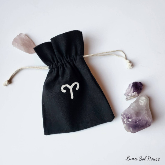 Aries Crystal Pouch, Small Tarot Bag, Jewelry Bag, Gift Card Holder