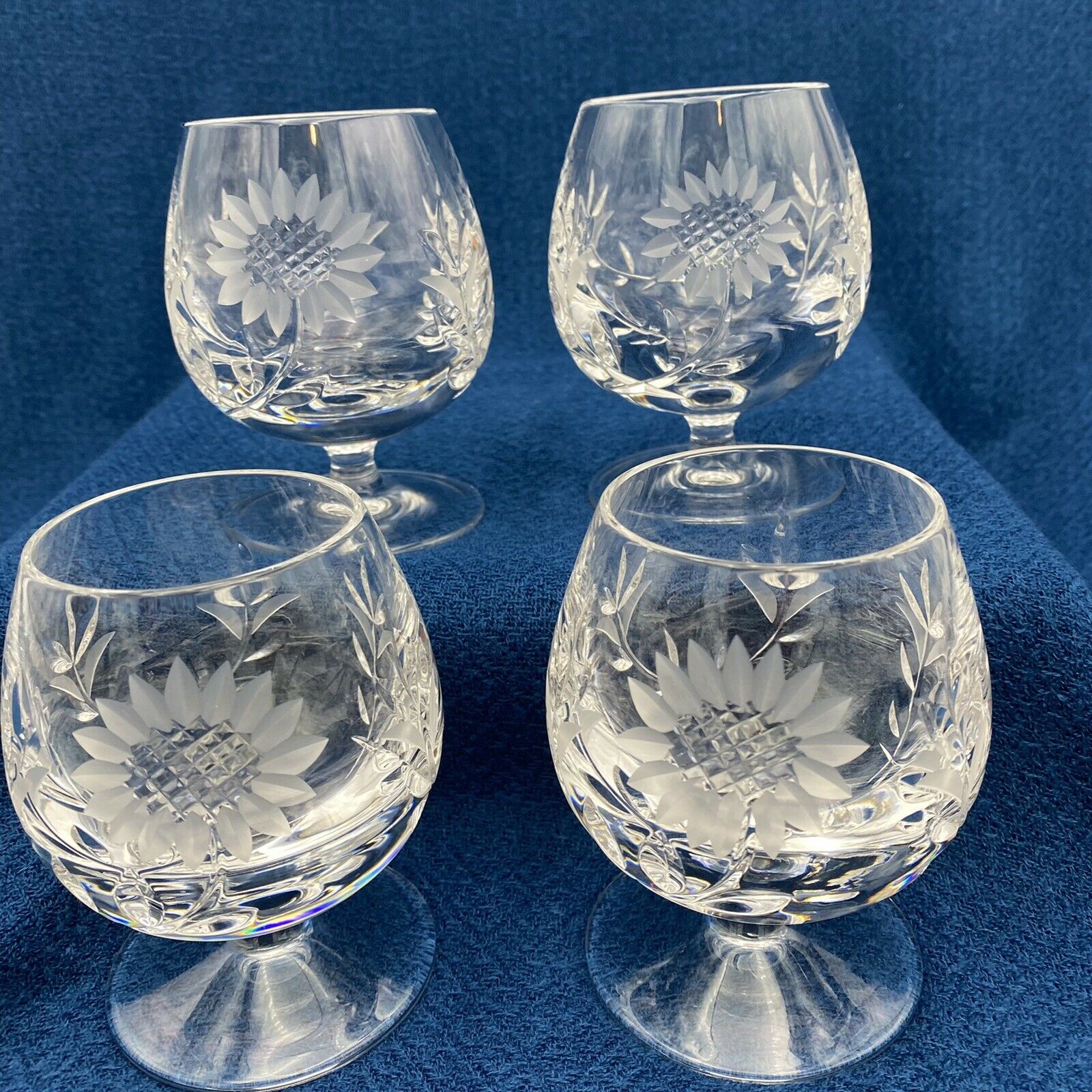 Margaret Handcut Lead Crystal Set Of 4 Brandy Glasses Made in W. Germany