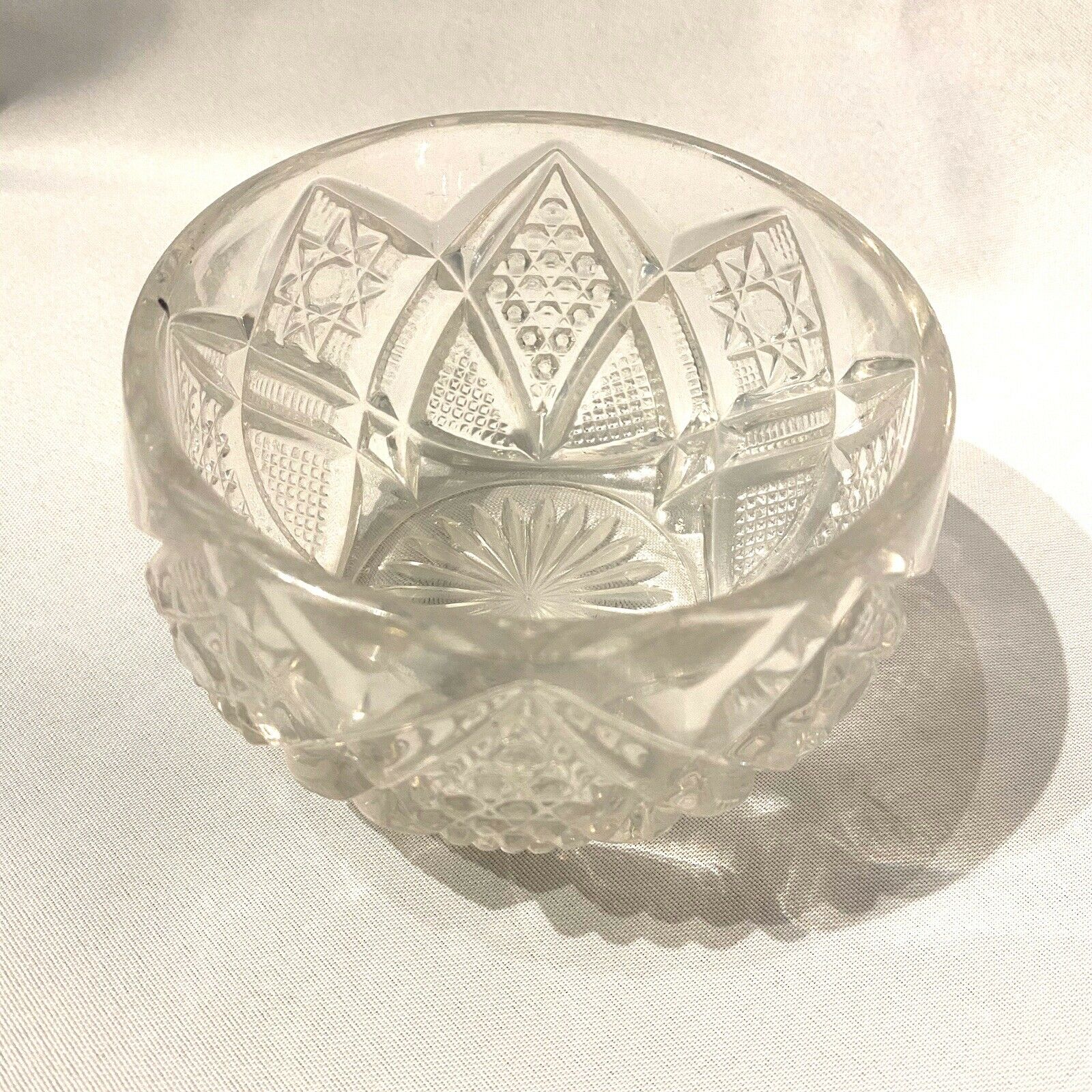 Vintage Crystal Glass Deep Cut Small Bowl Dish Candy