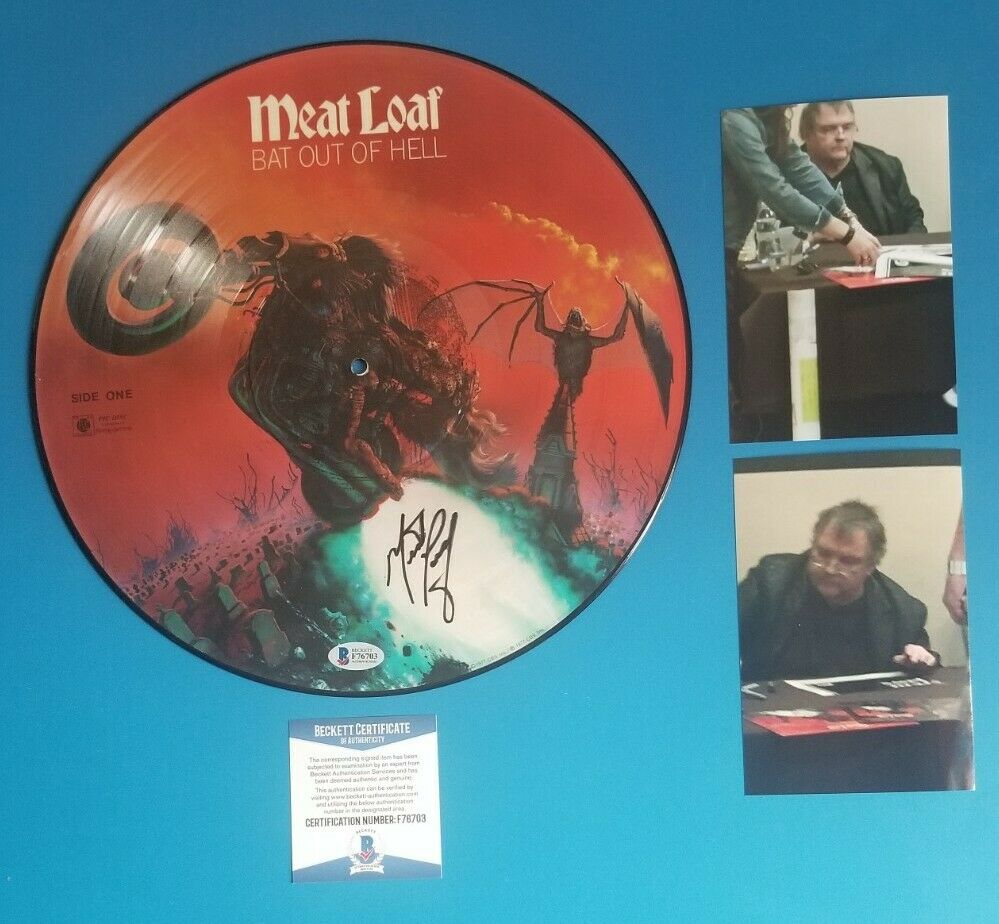 Meat Loaf Signed "bat Out Of Hell" Lp Vinyl Picture Disc With Photos And Bas Coa