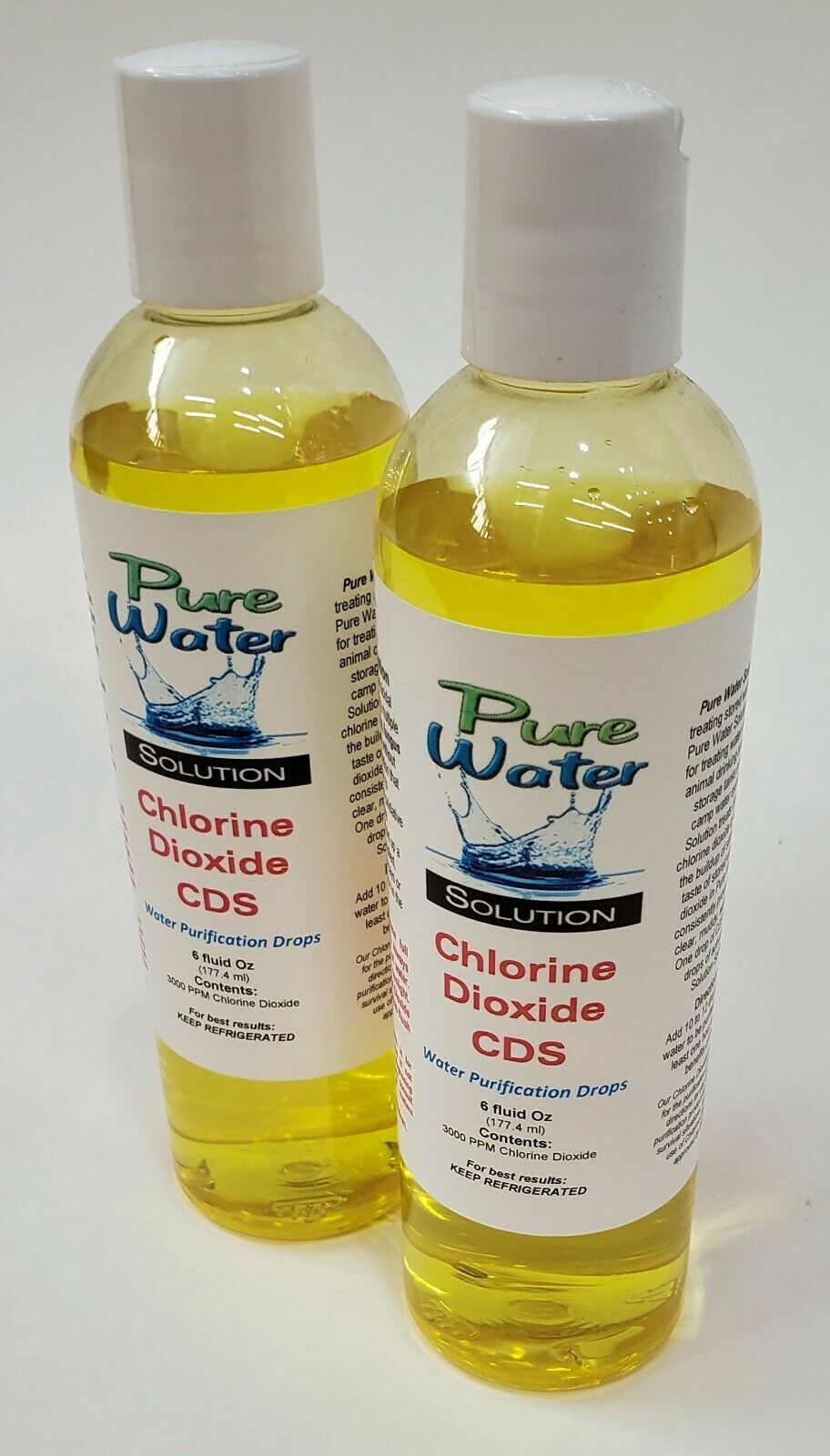 Pure Water Solution Cloro Dióxido 3000ppm Solution,12 Oz 360ml 2 Bottles Of Cds