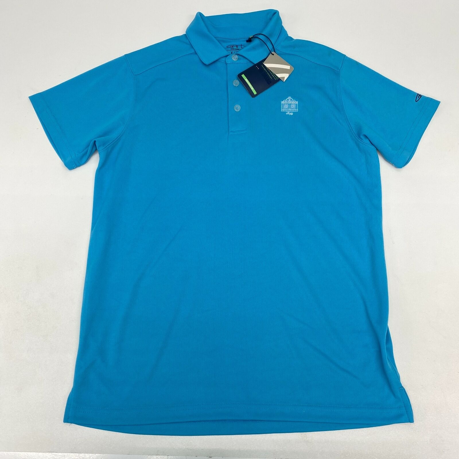 Nwt Garb Golf Polo Shirt Youth Boys Xl 11-12 Short Sleeve Blue Regular Fit Poly