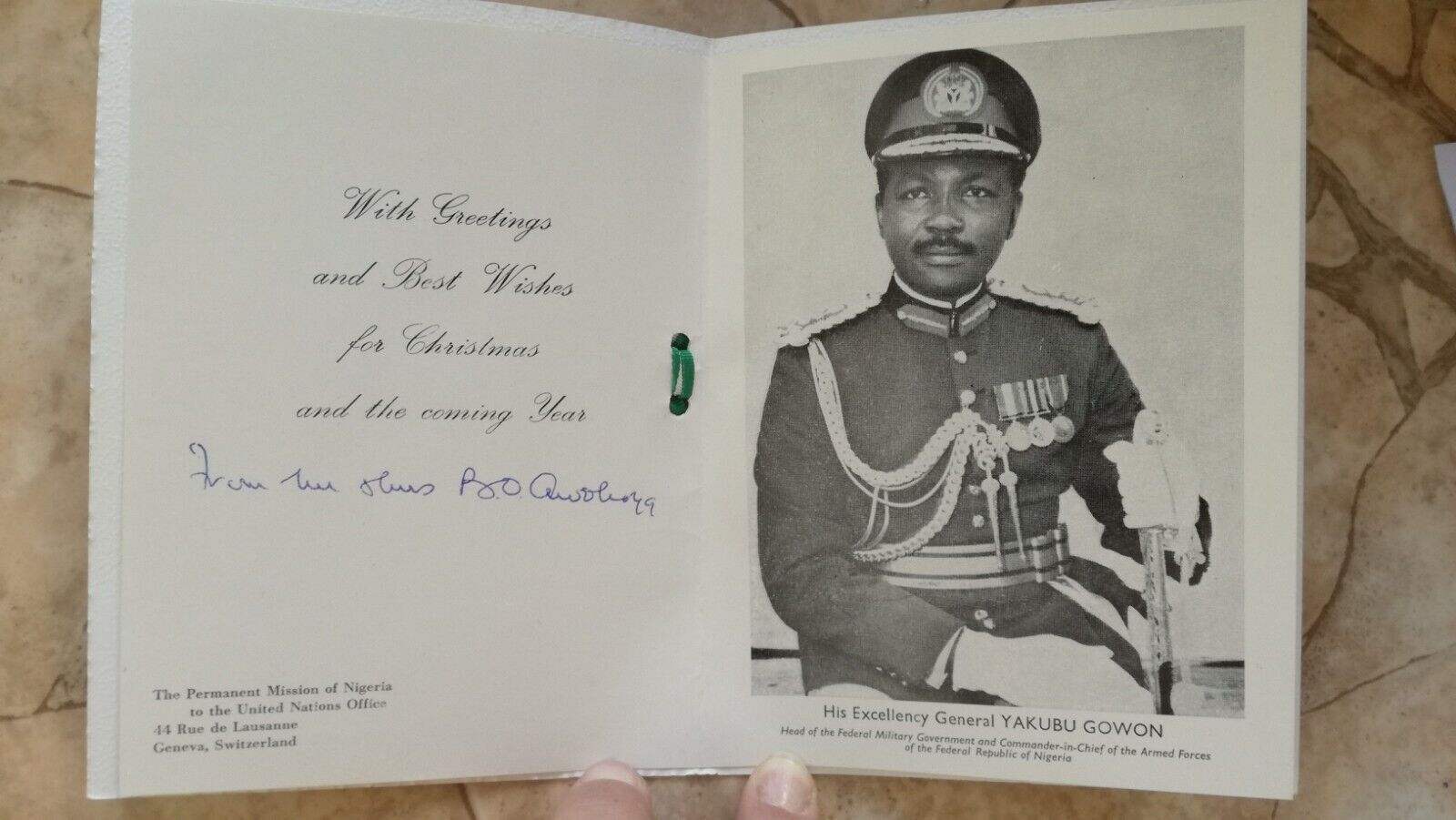 Yakubu Gowon Nigeria Politic Army Ambassador Embassy Diplomat Card Yugoslavia