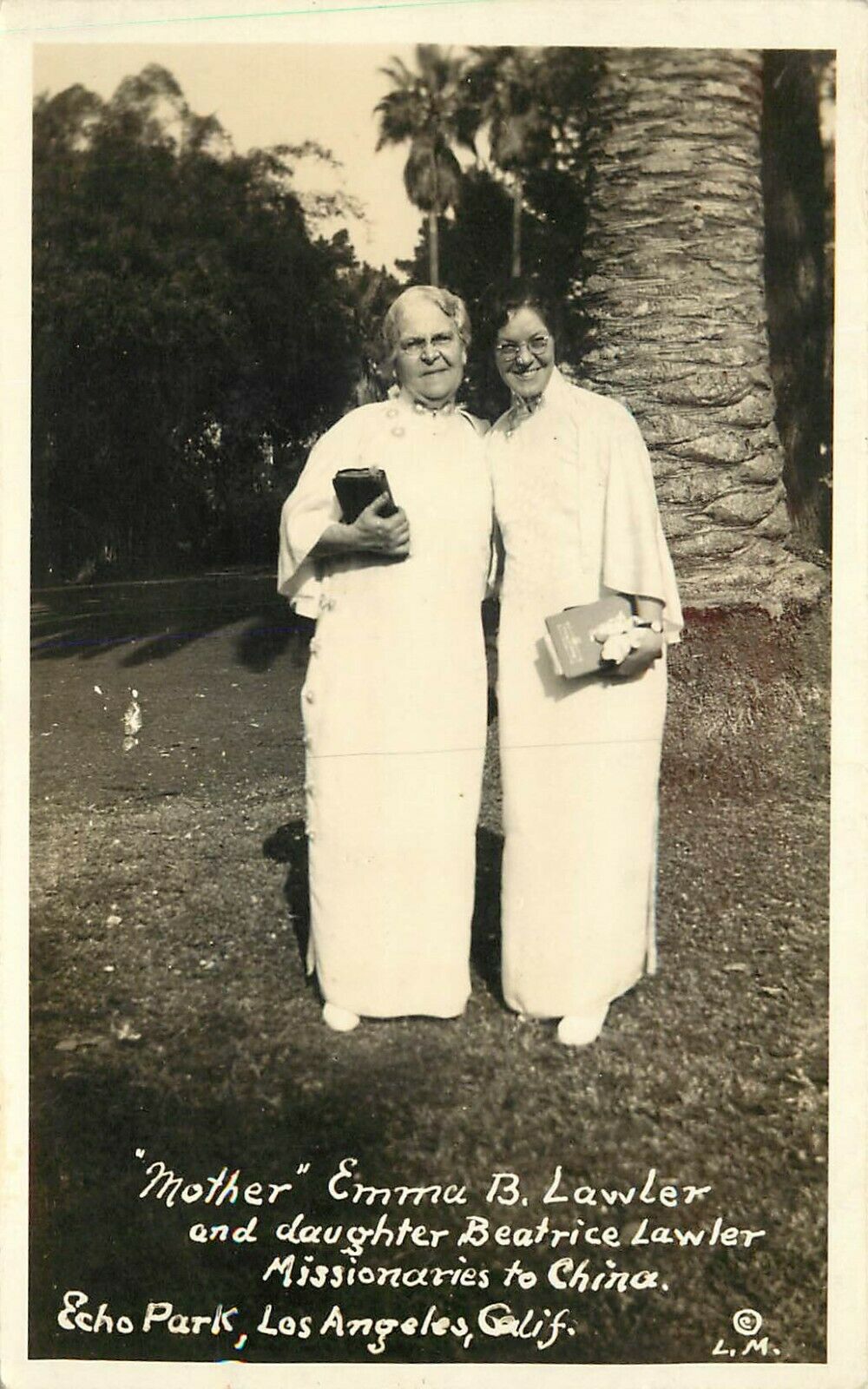 1930s Rppc; Mother Daughter E. & B. Lawler Missionaries To China, Echo Park Ca