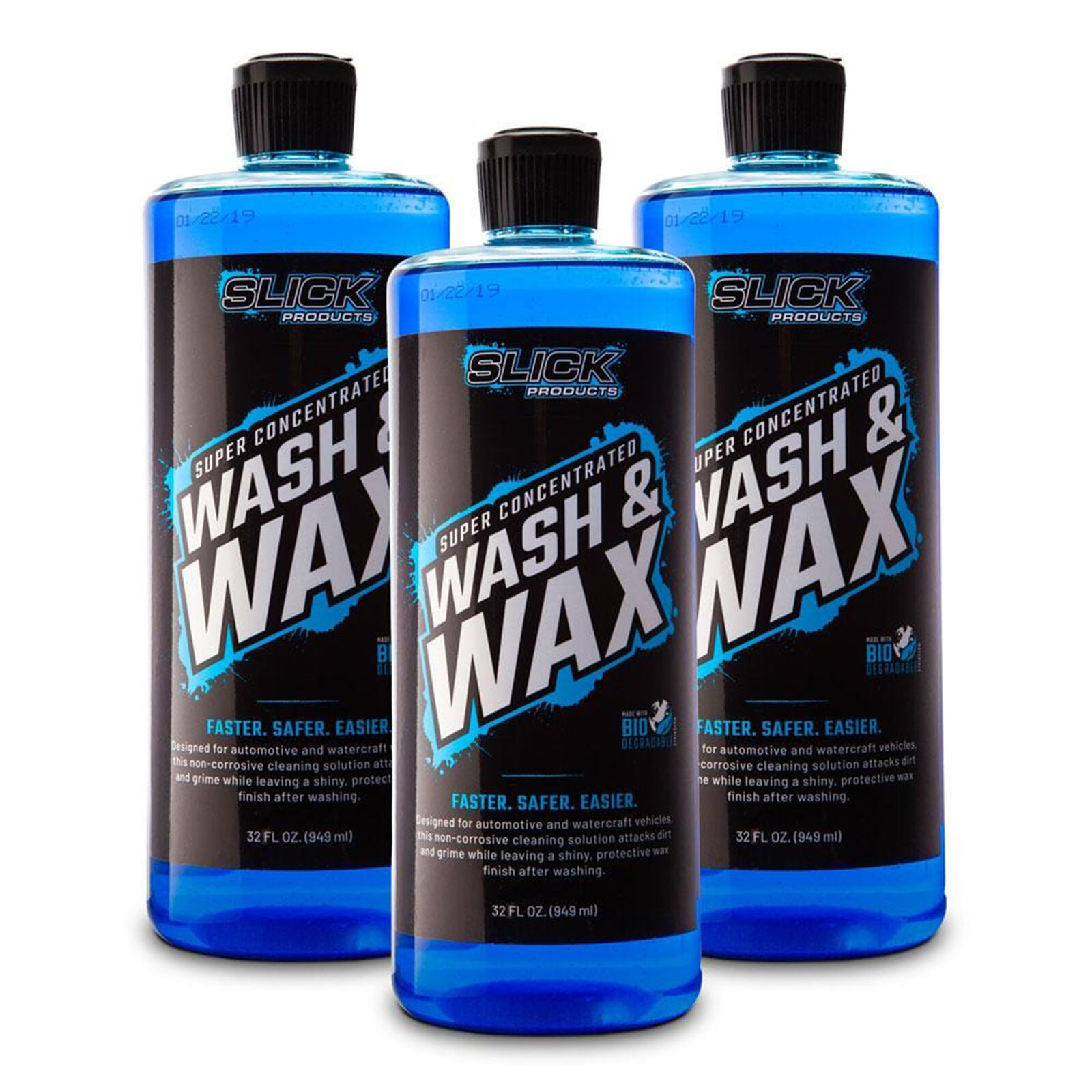 Slick Products Wash And Wax Foam Shampoo Cleaning Solution |  32 Oz | 3-pack
