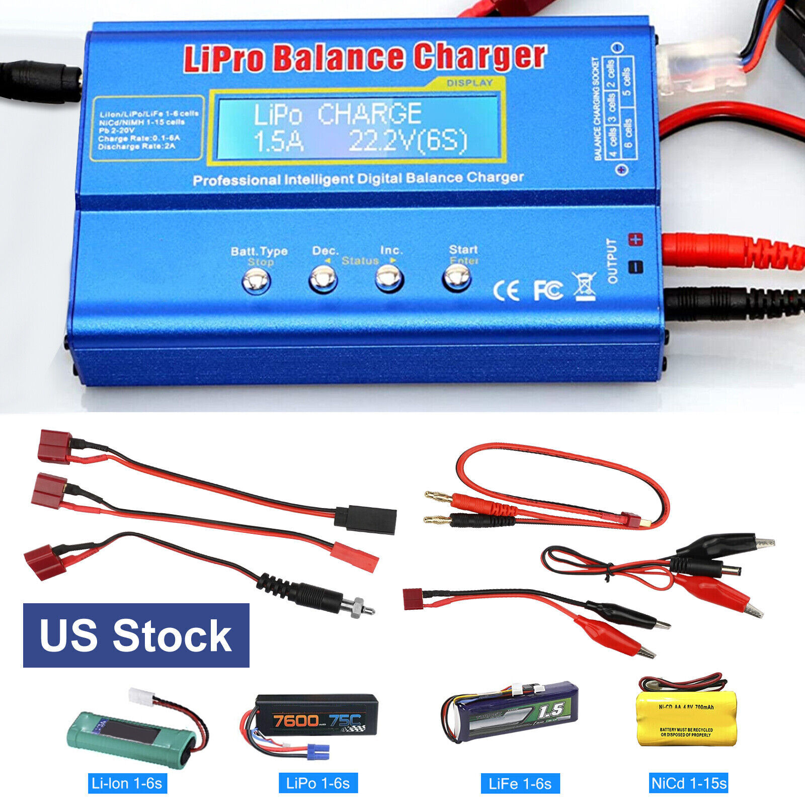 For iMAX B6 AC 80W Digital LCD RC Lipo LiFe NiMh NiCD Battery Balance Charger US