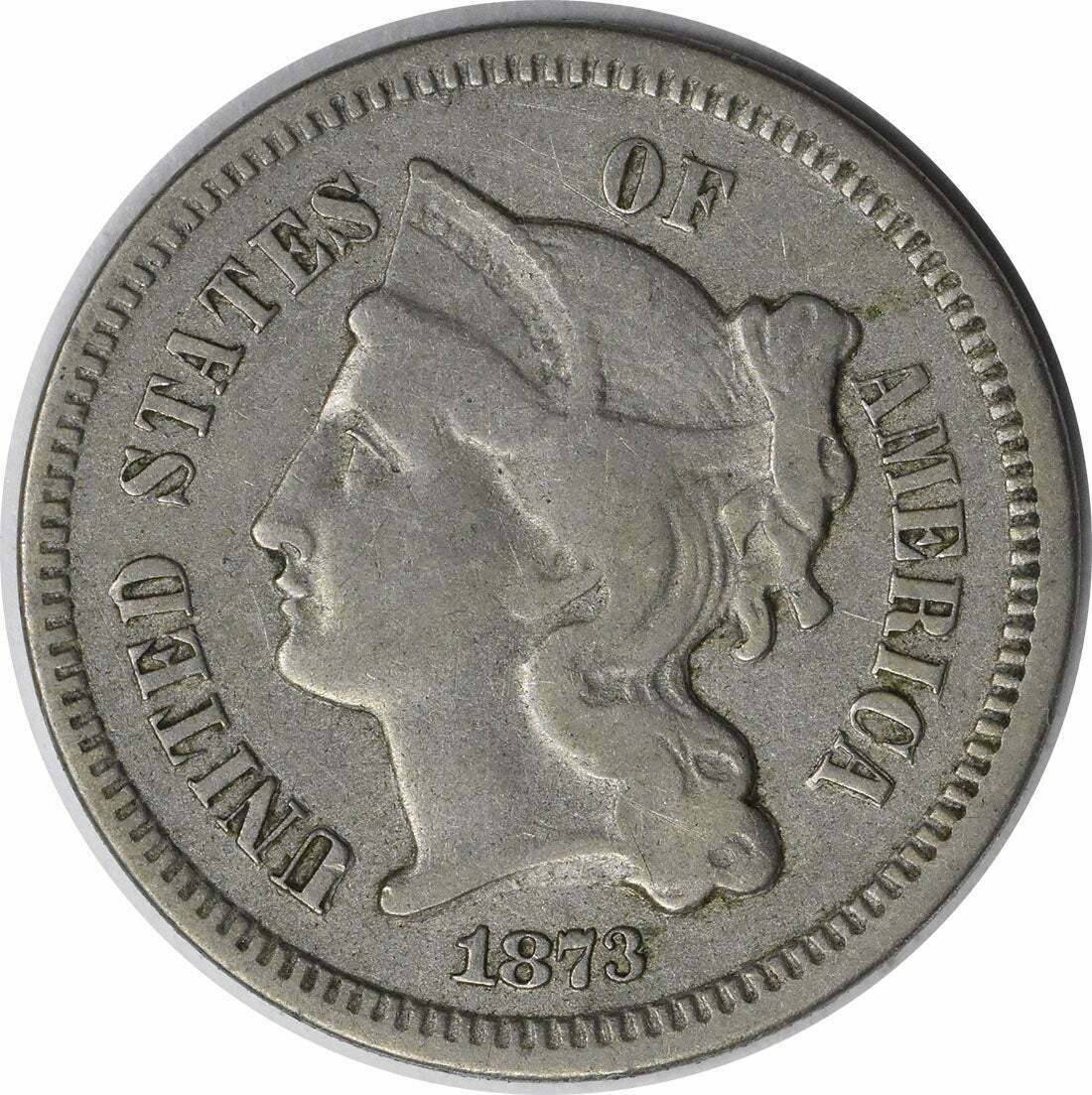 1873 Three Cent Nickel Open 3 VF Uncertified