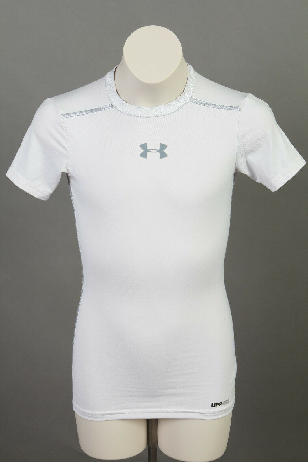 Boys Under Armour Base Layer Heat Gear Compression Shirt UPF50+ ~ White ~ Small