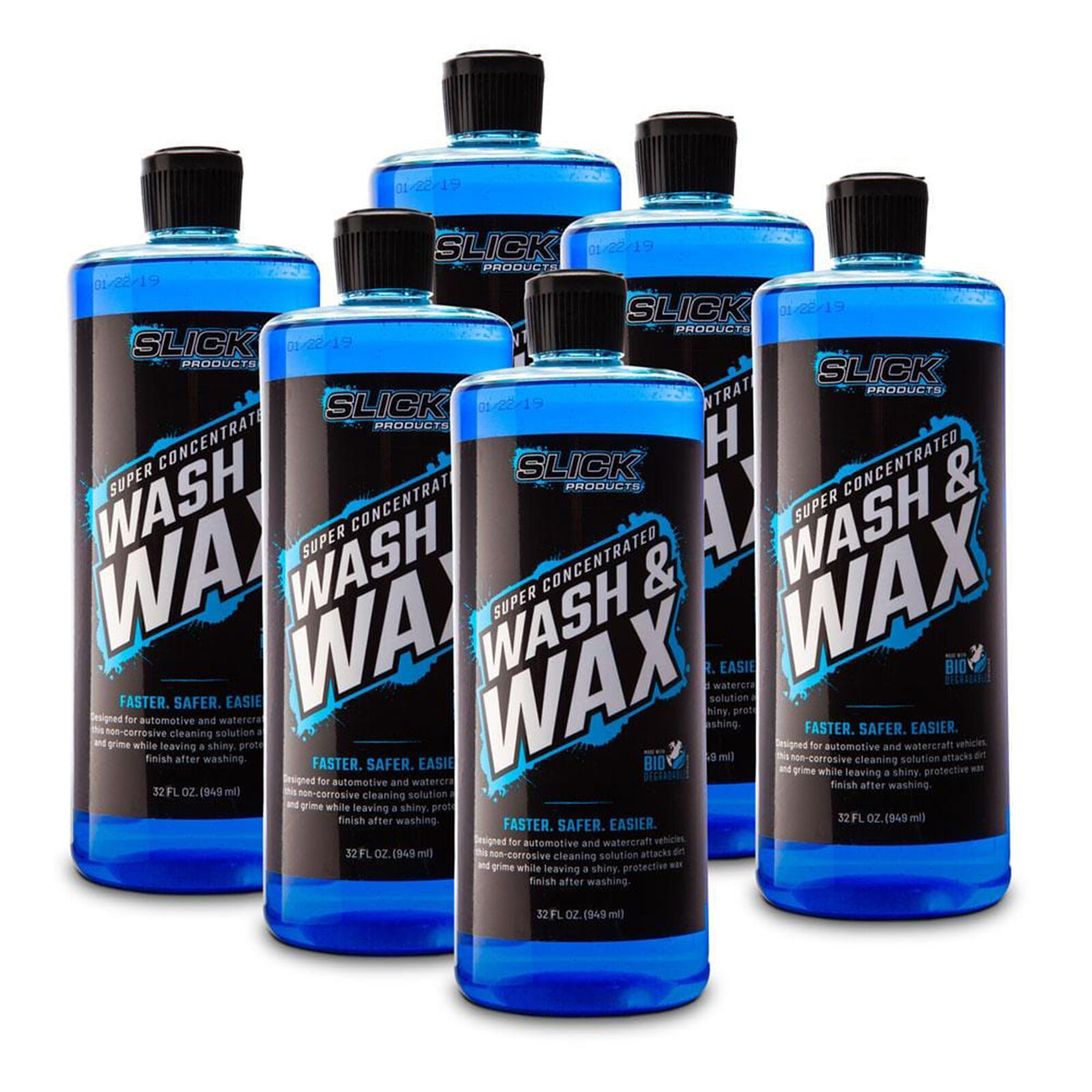 Slick Products Wash and Wax Foam Shampoo Cleaning Solution | 32 oz | 6-Pack