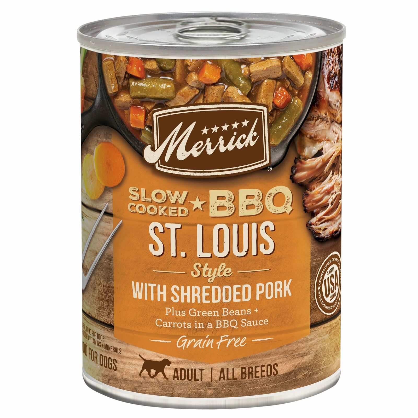 Merrick Slow-cooked Bbq St Louis Style Shredded Pork Wet Dog Food 12.7oz/12 Pack