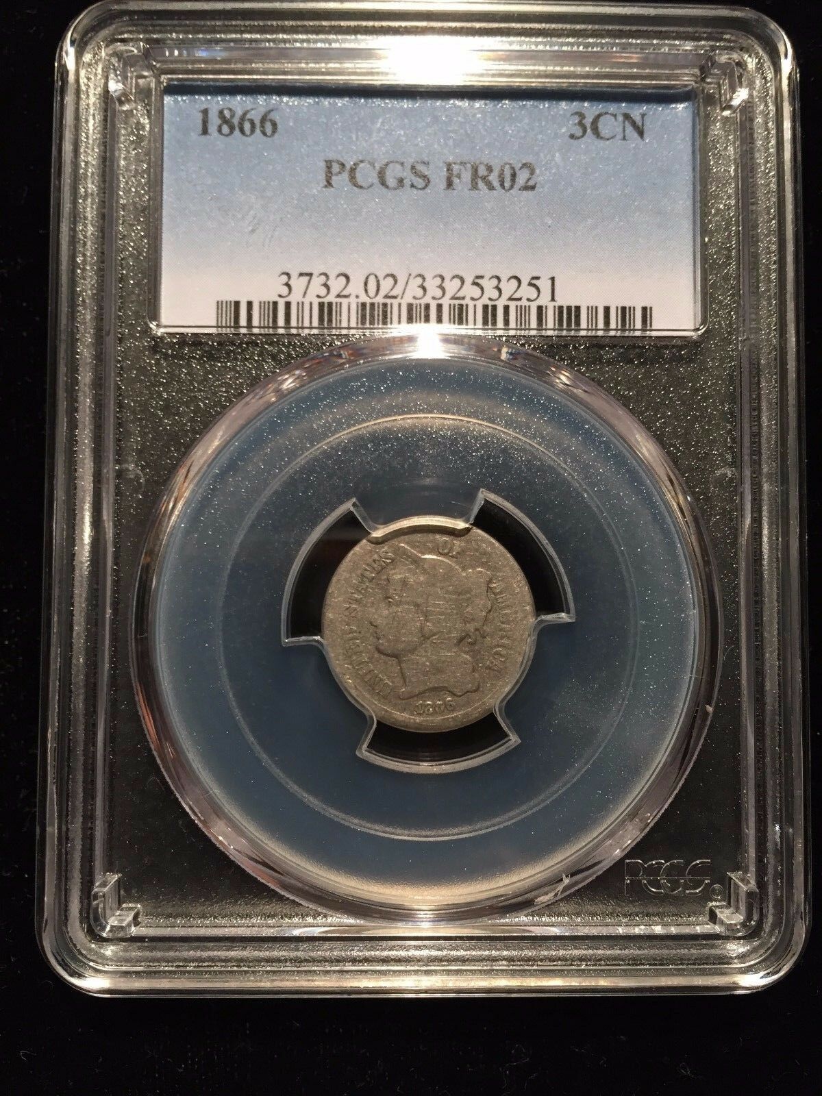 1866 Three Cent Nickel PCGS FR02 Lowball Fair Poor 3CN Type Coin BOTTOM POP