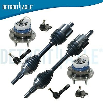8 Pc Set Front Cv Axles + Tie Rods + Ball Joints + Wheel Hub Bearings Fwd W/ Abs