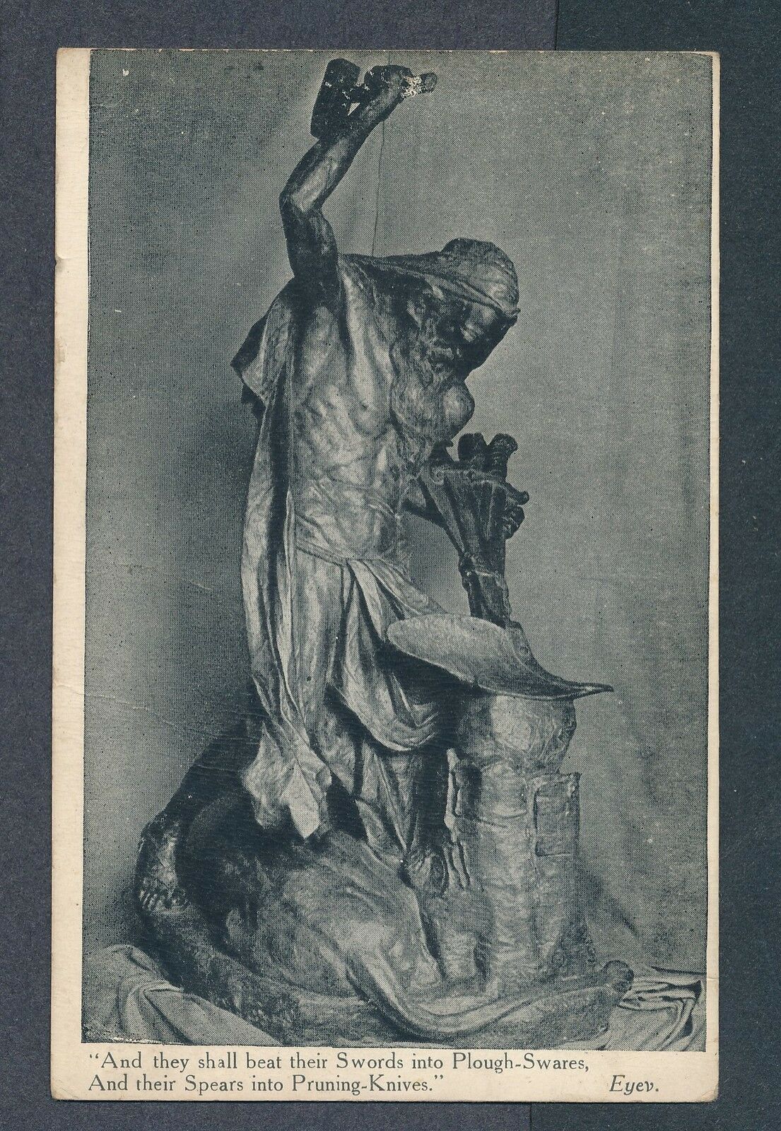 Poland Isaiah 'swords Into Ploughshares' Sculpture Pre-1915  Picture Postcard