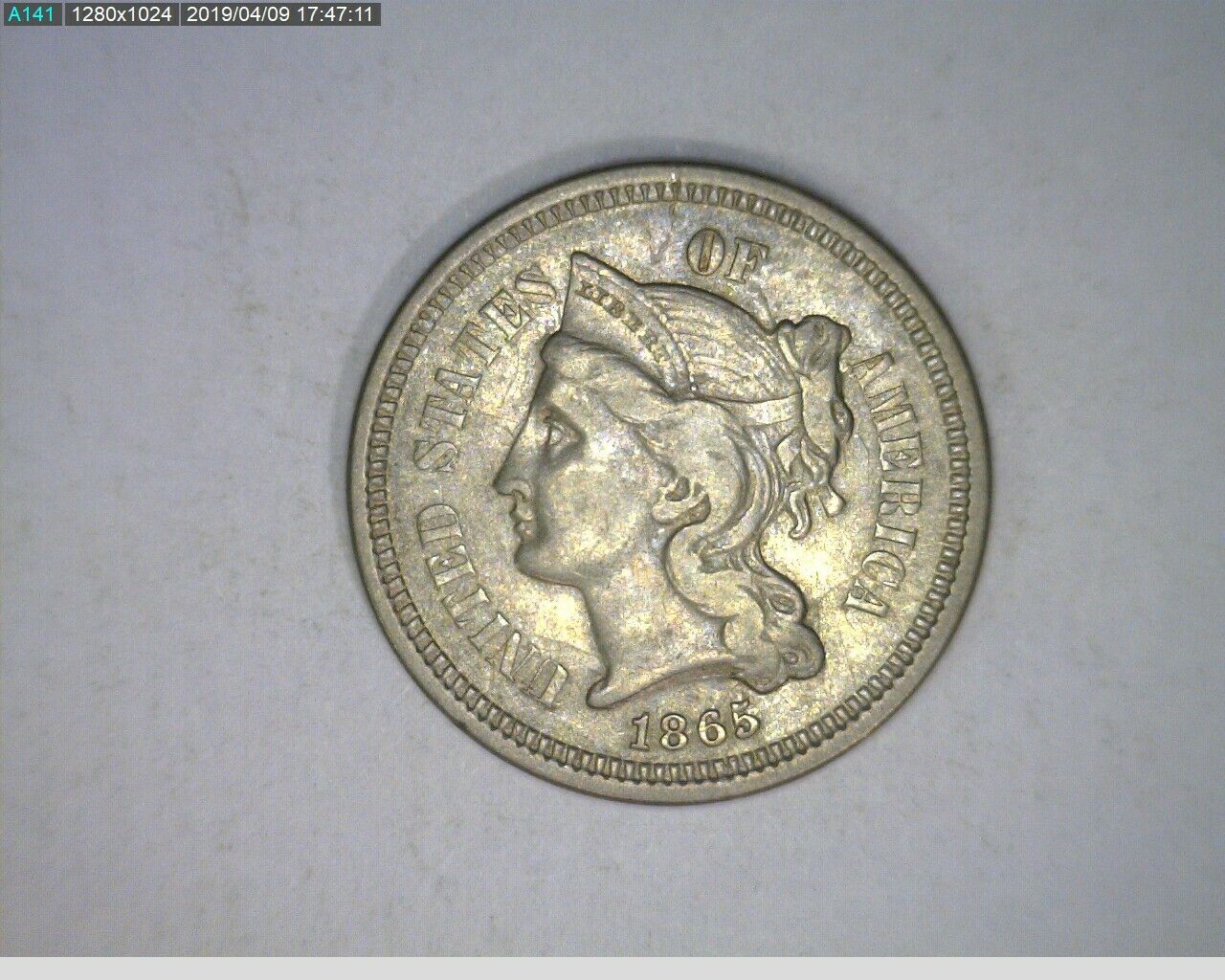 1865 Three Cent Nickel ( 71-299 7m1 )