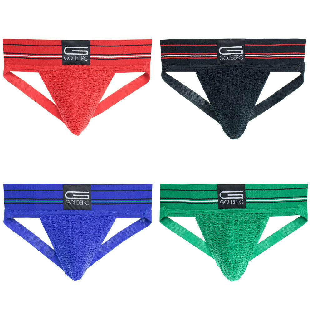 4 Pack Golberg Athletic Supporters in Assorted Colors with Contoured Waistband